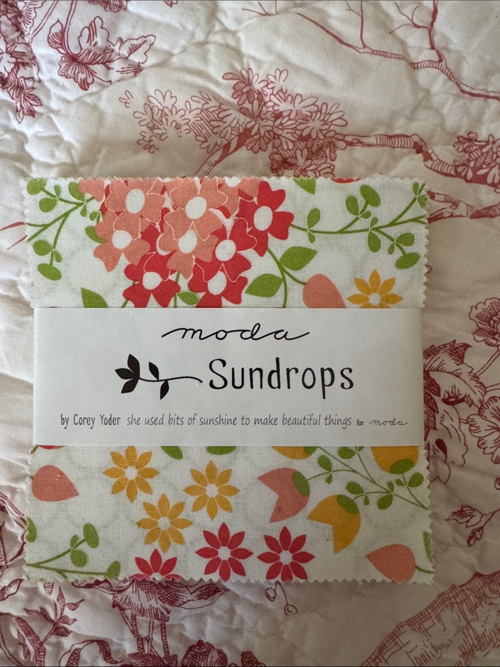 Moda Sundrops Fabric Charm Pack - Coral, Pink, Yellow, Green Floral